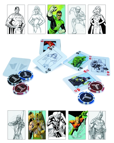 Justice League: playing cards and chips